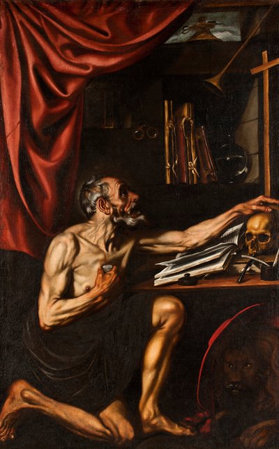 St Jerome Doing Penance in his Study by Luis Tristan de Escamilla